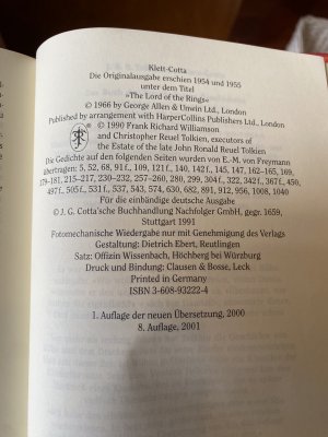 gebrauchtes Buch – Tolkien, John R – Der Herr der Ringe