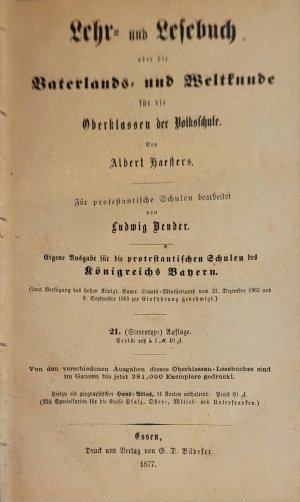 Lehr-und Lesebuch oder die Vaterlands-und Weltkunde für die Oberklassen der Volksschule