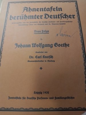 Ahnentafel berühmter Deutscher, 1. Johann Wolfgang Goethe - Zentralstelle für Deutsche Personen und Familiengeschichte