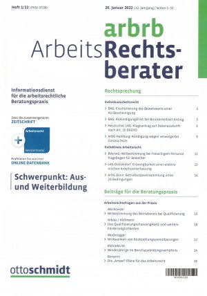 Zeitschrift ArbeitsRechtsberater Heft 1 2022