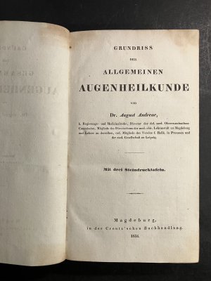 antiquarisches Buch – August Andreae – Grundriss der gesammten Augenheilkunde. Erster Theil: Allgemeine Augenheilkunde