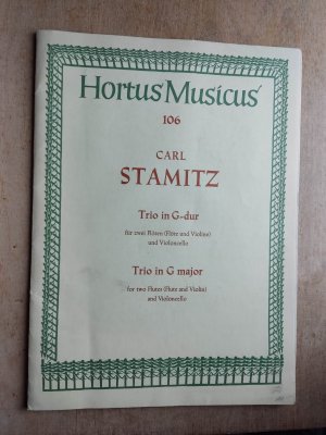 antiquarisches Buch – Carl Stamitz – Trio in G-dur für zwei Flöten (Flöte und Violine) und Violoncello