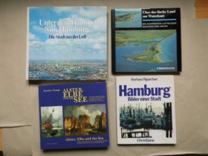 4 Bücher: Unter dem Himmel von Hamburg. Die Stadt aus der Luft / Über das flache Land zur Waterkant / Alster, Elbe und die See / Hamburg Bilder einer Stadt