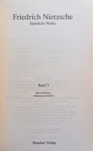 gebrauchtes Buch – Friedrich Nietzsche – Friedrich Nietzsche - Sämtliche Werke (Band 1- Band 5 der 6-bändigen Ausgabe)