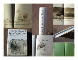 gebrauchtes Buch – Orwell, George [d – Farm der Tiere. Ein Märchen. "Animal Farm: A Fairy Story". Mit Zeichnungen von F. K. Waechter. Neu übersetzt von Michael Walter. Buchgestaltung von Hans Peter Willberg. Buchherstellung von Margot Mayer.