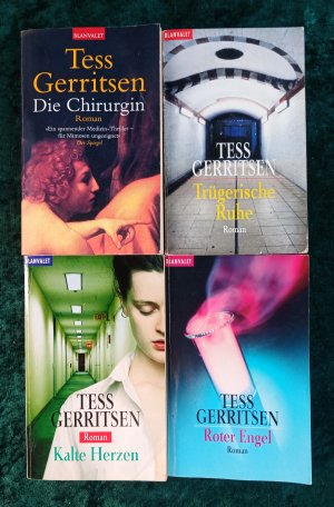 gebrauchtes Buch – Tess Gerritsen – 4 X Tess Gerritsen - Kalte Herzen + Trügerische Ruhe + Roter Engel + Die Chirurgin