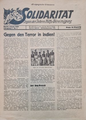 Solidarität. Organ der Intern. Hilfes-Vereinigung. Jahrgang 2, Nr. 1. Januar 1932.