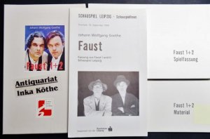 gebrauchtes Buch – Goethe, Johann Wolfgang von – Faust  - Der Tragödie 1 + 2  - erster und zweiter Teil:  Spielfassung + Material + Faltblatt über Ensemble - Spielzeit 1999/2000 - Regie Wolfgang Engel -