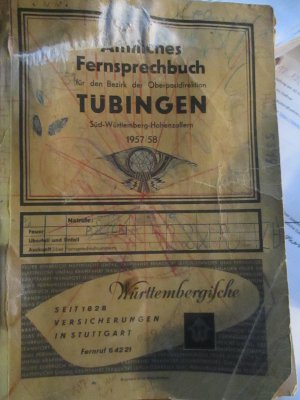 Amtliches Fernsprechbuch für Tübingen Süd-Württemberg-Hohenzollern 1957/58