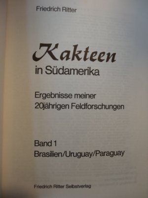 gebrauchtes Buch – Friedrich Ritter – Kakteen in Südamerika Bd. 1 - 4