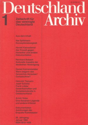 Deutschland Archiv. Zeitschrift für das vereinigte Deutschland, Heft1 Januar 1993, 26. Jahrgang