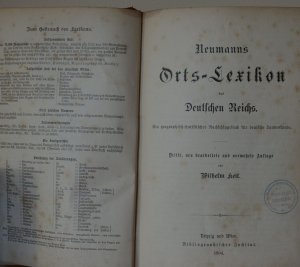 Orts-Lexikon des Deutschen Reichs. Ein geographisch-statistrisches Nachschlagebuch für deutsche Landeskunde