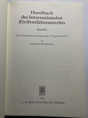 gebrauchtes Buch – Manfred Wenckenstern – Handbuch des Internationalen Zivilverfahrensrechts Band II 1