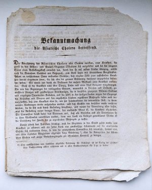 Bekanntmachung die Asiatische Cholera betreffend. Dresden, am 17ten Junius 1831