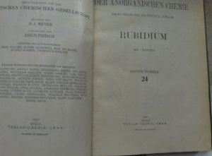 Gmelins Handbuch der anorganischen Chemie System Nr. 24 Rubidium