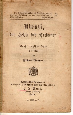 Rienzi der letzte der Tribunen