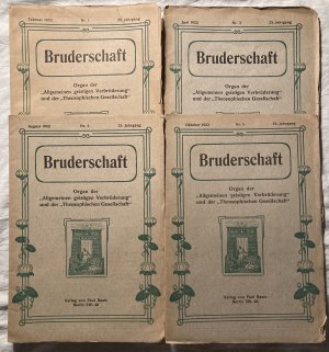 Konvolut 4 Exemplare: Bruderschaft - Organ der "Allgemeinen geistgen Verbrüderung" und der "Theosophischen Gesellschaft". 25. Jahrgang 1922