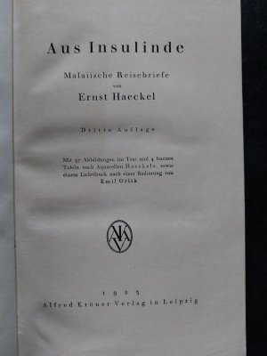 antiquarisches Buch – Ernst Haeckel – Aus Insulinde, Malaiische Reisebriefe