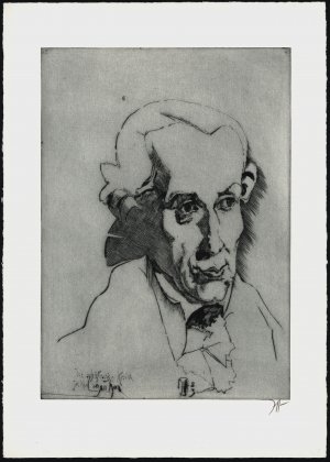 Immanuel Kant. Die schiefnasige Kritik. [1983]. [Signierte Original-Radierung / signed original etching].