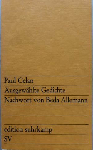 gebrauchtes Buch – Paul Celan – Ausgewählte Gedichte. Nachwort von Beda Allemann