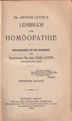 Lehrbuch der Homöopathie