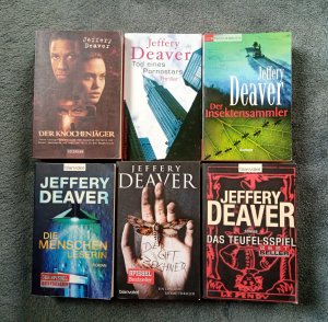 6 X Jeffery Deaver - Der Insektensammler + Das Teufelsspiel + Der Knochenjäger + Der Giftzeichner + Tod eines Pornostars + Die Menschenleserin