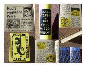 Der Krieg mit den Molchen. "Válka s mloky". Deutsch von Eliska Glaserová. Mit Illustrationen von Hans Ticha. Typographie von Hans Ticha und Peter Birmele […]