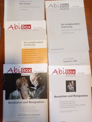 gebrauchtes Buch – Robert Erni; Frieder Mutschler – AbiBox: Revolution und Resignation mit Schiller: Don Karlos; Büchner: Dantons Tod; Delius: Die Birnen von Ribbeck mit Extra-Heft: "Die Textgebundene Erörterung. Schülerarbeitshefte und Lehrermappe