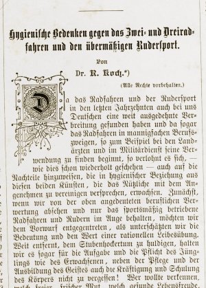 "Hygienische Bedenken gegen das Zweiradfahren" 1888