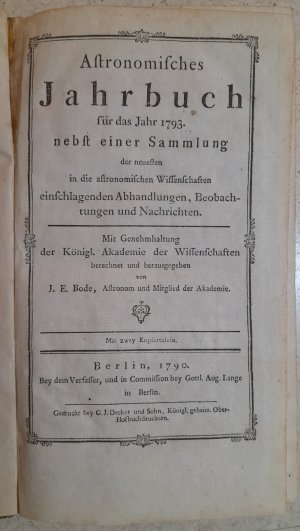 Astronomisches Jahrbuch für das Jahr 1793