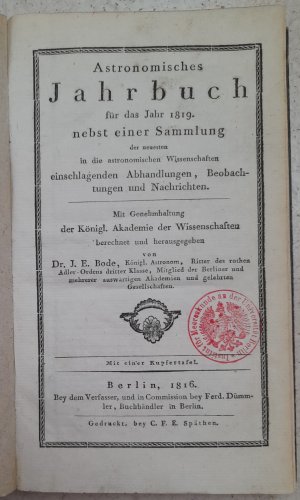 Astronomisches Jahrbuch für das Jahr 1819