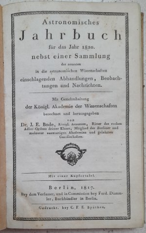 Astronomisches Jahrbuch für das Jahr 1820