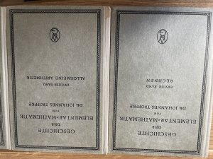 Geschichte der Elementar Mathematik Band 1 Rechnen, Band 2 Allgemeine Arithmetik, Band 3 Proportionen, Gleichungen, Band 4 Ebene Geometrie