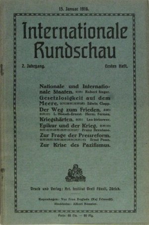 Internationale Rundschau. 2. Jahrgang Hefte 1 - 16 [vollständiger Jahrgang]