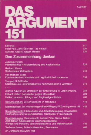 gebrauchtes Buch – Fritz Haug  – Das Argument 151/ 1985 : Den Zusammenhang denken