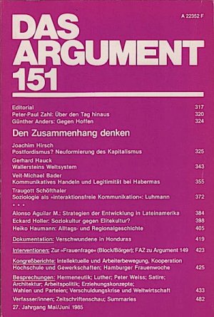 gebrauchtes Buch – Fritz Haug  – Das Argument 151/ 1985 : Den Zusammenhang denken