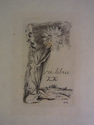 gebrauchtes Buch – Dalibor Chatrny – Exlibris für Z K. Motiv: Blühende Blume / Löwenzahn. Kupferstich