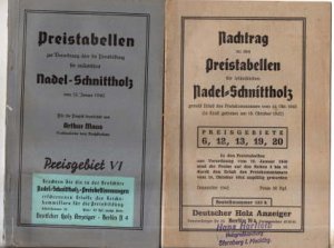 antiquarisches Buch – Arthur Maus – Preistabellen zur Verordnung über die Preisbildung für inländisches Nadel-Schnittholz vom 1. Januar 1940. Nachtrag zu den Preistabellen für inländisches Nadel-Schnittholz.