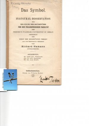 Das Symbol. Inaugural - Dissertation zur Erlangung der Doctorwürde von der philosophischen Facultät..