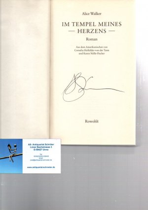 Im Tempel meines Herzens. Roman. [signiert, signed]. A.d.amerik. v. Cornelia Holfelder-von der Tann und Karen Nölle-Fischer. OT: The Temple of my Familiar.