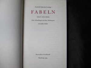 Fabeln. Drey Bücher. Nebst Abhandlungen mit dieser Dichtungsart verwandten Inhalts. Nachwort von Walther Killy.