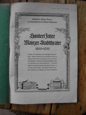 Hundert Jahre Mainzer Stadttheater 1833-1933