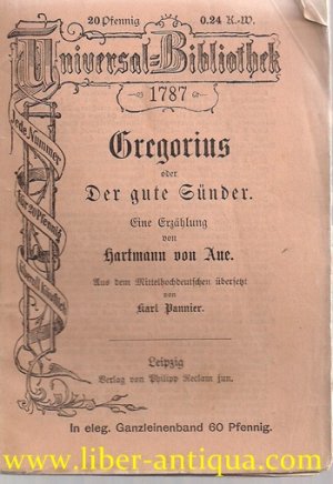 Gregorius oder Der gute Sünder: Erzählung; Reclam, UBBNr. 1787