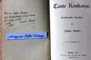 Tante Konstanze . Norddeutsche Novellen . ( vom Autor signiert !! )