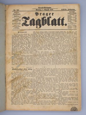 Prager Tagblatt; 22. Jahrgang 1898, 01. August - 31. August, Nr. 210-239, 20. Jahrgang 1896, Fr. 20. März (Nr. 79) & 15. März (Nr 74); Zeitschriftensammelband