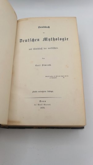 antiquarisches Buch – Karl Simrock – Handbuch der Deutschen Mythologie mit Einschluß der nordischen.