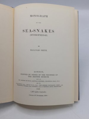 Monograph of the Sea Snakes ( Hydrophiidae). REPRINT By permission of the Trustees of the British Museum.