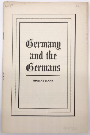 Germany and the Germans : [an address delivered in the Coolidge Auditorium in the Library of Congress on the evening of May 29, 1945]