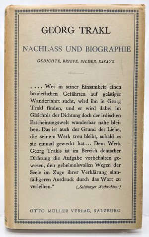 antiquarisches Buch – Trakl, Georg und Wolfgang Schneditz  – Nachlass und Biographie : Gedichte, Briefe, Bilder, Essays