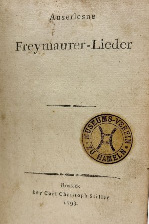 antiquarisches Buch – o.A.] – Auserlesne Freymaurer-Lieder.